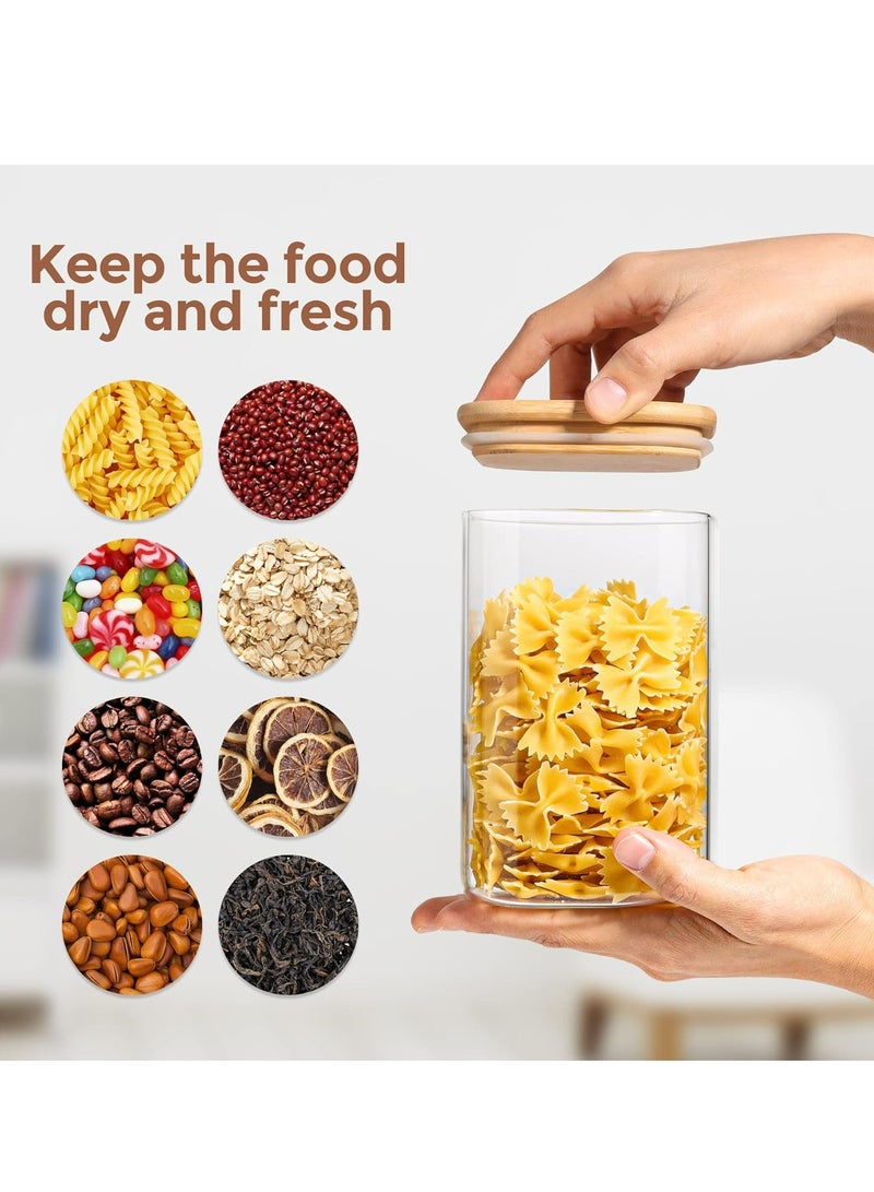 DURKU 4-Piece Set of Square Glass Storage Jars with Wooden Lids, 1100ML/37OZ Airtight Food Containers, Preservation Jars  Storage Boxes for Pasta, Flour, Grains, Spices, Tea, Coffee Beans,  Other Kitchen Staples - Perfect for Long-Term Food Preservation  Organization - Image 5