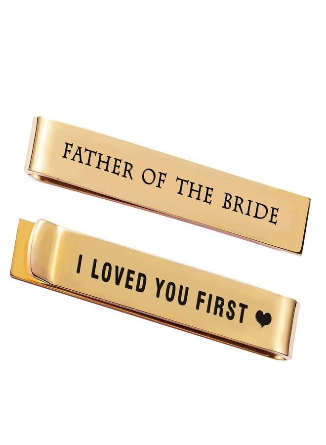LParkin Father Of The Bride Gifts Tie Clip Wedding Gift for Dad Gold Plated Tie Clips Stainless Steel Tie Bars - Image 1