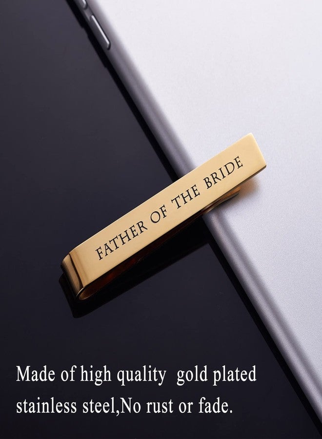 LParkin Father Of The Bride Gifts Tie Clip Wedding Gift for Dad Gold Plated Tie Clips Stainless Steel Tie Bars - Image 2