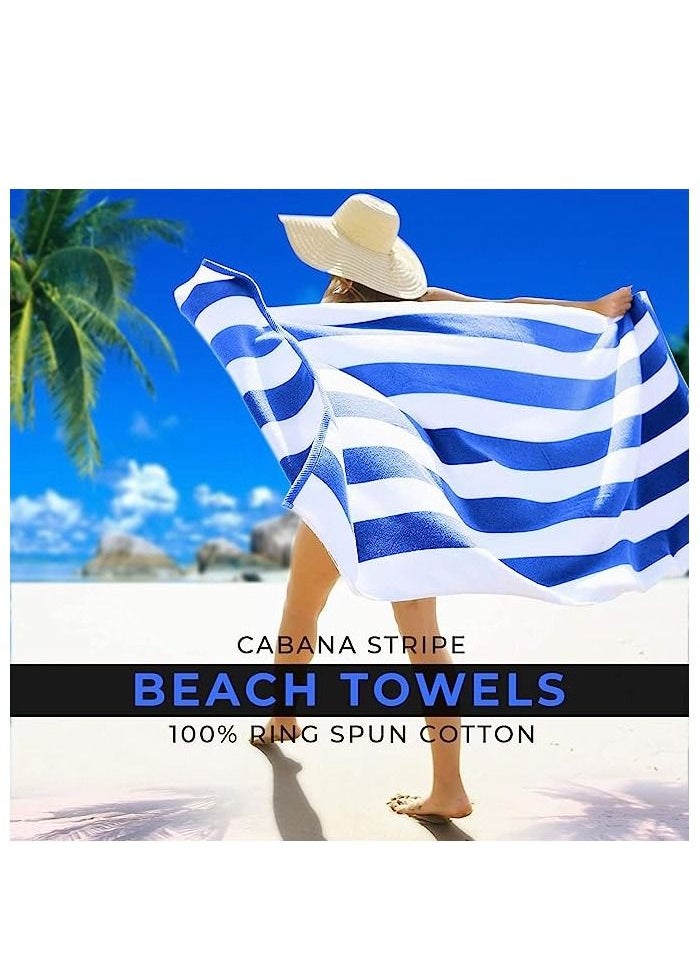 REDTOMMY - 4 Pack Oversized Extra Large 100% Cotton Summer Pool Cabana Stripe Highly Absorbent And Soft Beach Towel Set 90X180CM - Image 1