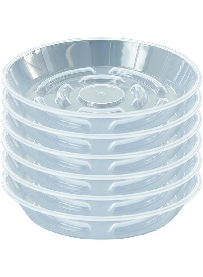 MSKIAUO 6 Packs Plant Saucer, Clear Pot Tray 6 8 10 12 14 Inch Plastic Flower Planter Saucers and Drip Trays for Indoors Outdoors, Heavy Durable Plant Plate Water Catcher (6 Inch) - Image 1