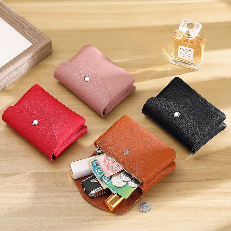 Real Soft Leather Coin Purse For Women, Compact And Exquisite Mini Loose Money Bag, New Soft Leather Large Capacity Hand Coin Purse - Image 3
