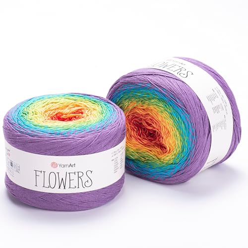 خيوط يارن آرت فلوورز 250 جرام 88 أونصة 1094 ياردة خيوط رياضية خفيفة الوزن للتCrochet وKnitting والشالات ومشاريع الصيف 1 خيط رفيع 277