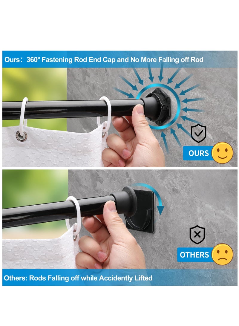 2 Pcs Shower Curtain Rod Holder With Buckle Anti Slip No Drill Shower Rod Tension Holder Shower Rod Retainer For Wall, Black, Fits Rod End Caps Of 1.5" In Diameter - Image 3