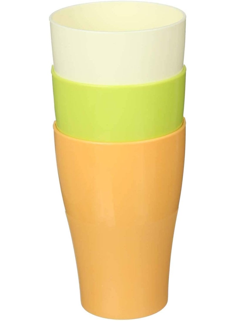 طقم أكواب بلاستيك متعدد الألوان من لمسة بلاست (3 قطع) | متينة، قابلة للتكديس وخالية من BPA | مثالية للأطفال، النزهات والاستخدام اليومي - Image 4