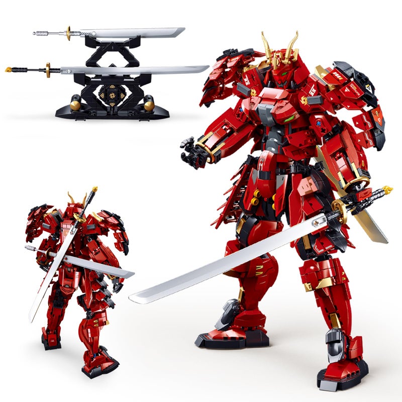 BDXEJV Samurai Mech Building Block Sets Mech Toys with Sword Stand Double Swords Weapon Japanese Warrior Model Play Sets Creative Collectible Toy for Adults Man Teens Boys 8 923 Pcs - Image 2
