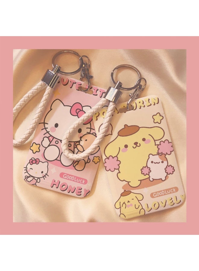 NIBEMINENT 1 - Piece Katie Pudding Dog Kpop Photo Card Holder Pendant Key Chain ID Badge Holder ID Card Holder Photo Card Protector for School ID Office ID Access Card for Women Girls - Image 2