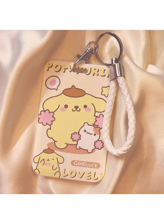 NIBEMINENT 1 - Piece Katie Pudding Dog Kpop Photo Card Holder Pendant Key Chain ID Badge Holder ID Card Holder Photo Card Protector for School ID Office ID Access Card for Women Girls - Image 1