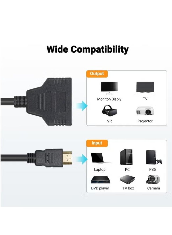 TIGER HDMI Splitter Adapter 1 in 2 Out – Male to Dual HDMI Female Cable for HDTV, LED, LCD, TV – 1080P HD Signal Splitter for Multiple Display Connection  - Image 5