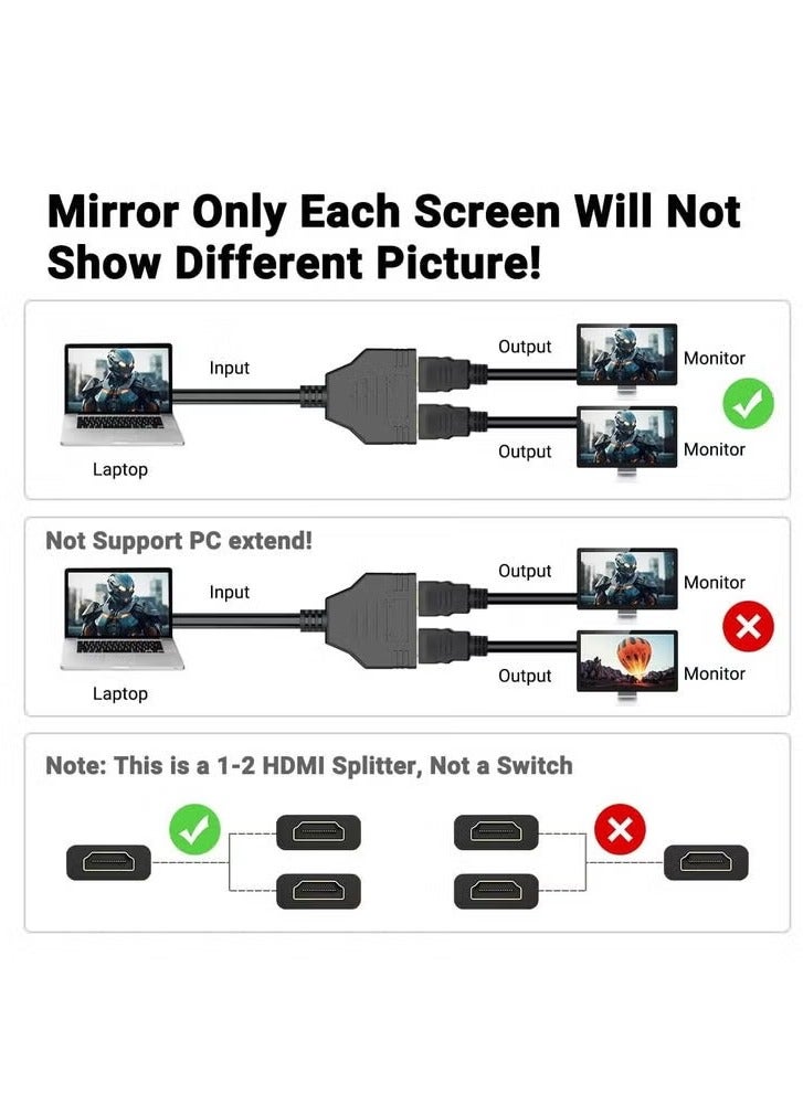 TIGER HDMI Splitter Adapter 1 in 2 Out – Male to Dual HDMI Female Cable for HDTV, LED, LCD, TV – 1080P HD Signal Splitter for Multiple Display Connection  - Image 4