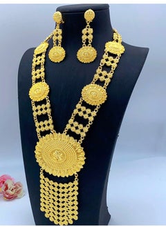Al Aoyama Gold Color Jewelry Set For Woman Bridal Long Chain Necklace Earrings  Jewellery Set  - Image 2