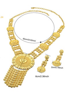 Al Aoyama Gold Color Jewelry Set For Woman Bridal Long Chain Necklace Earrings  Jewellery Set  - Image 4
