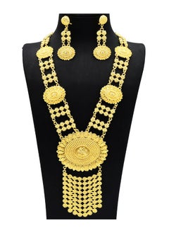 Al Aoyama Gold Color Jewelry Set For Woman Bridal Long Chain Necklace Earrings  Jewellery Set  - Image 5