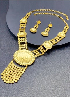 Al Aoyama Gold Color Jewelry Set For Woman Bridal Long Chain Necklace Earrings  Jewellery Set  - Image 3