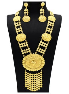 Al Aoyama Gold Color Jewelry Set For Woman Bridal Long Chain Necklace Earrings  Jewellery Set  - Image 1