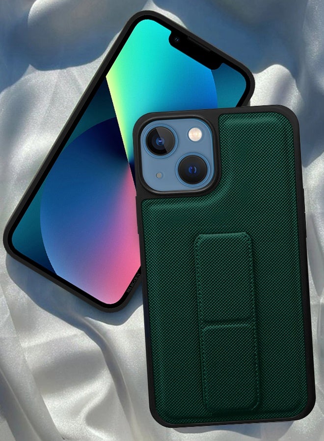 CATANES Shockproof Case with Integrated Hand Strap for iPhone 14 - Foldable Kickstand and Anti-Drop Protection for Secure Grip and Hands-Free Viewing - Green - Image 3