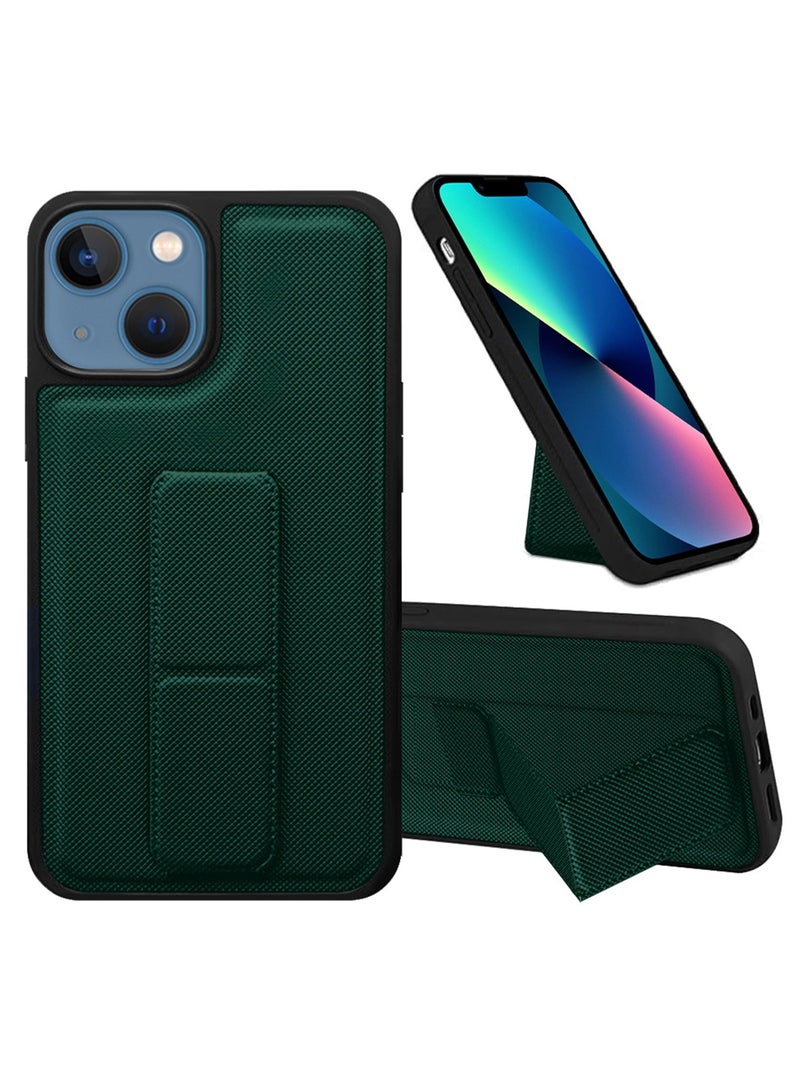 CATANES Shockproof Case with Integrated Hand Strap for iPhone 14 - Foldable Kickstand and Anti-Drop Protection for Secure Grip and Hands-Free Viewing - Green - Image 1