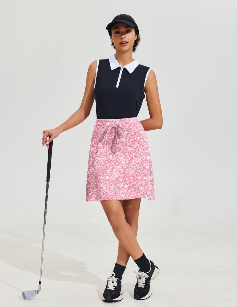 COOrun 20" Tennis Skirt Womens Skorts with Pockets Golf High Waisted Skorts Skirts Knee Length Skirt with Shorts M - Image 5