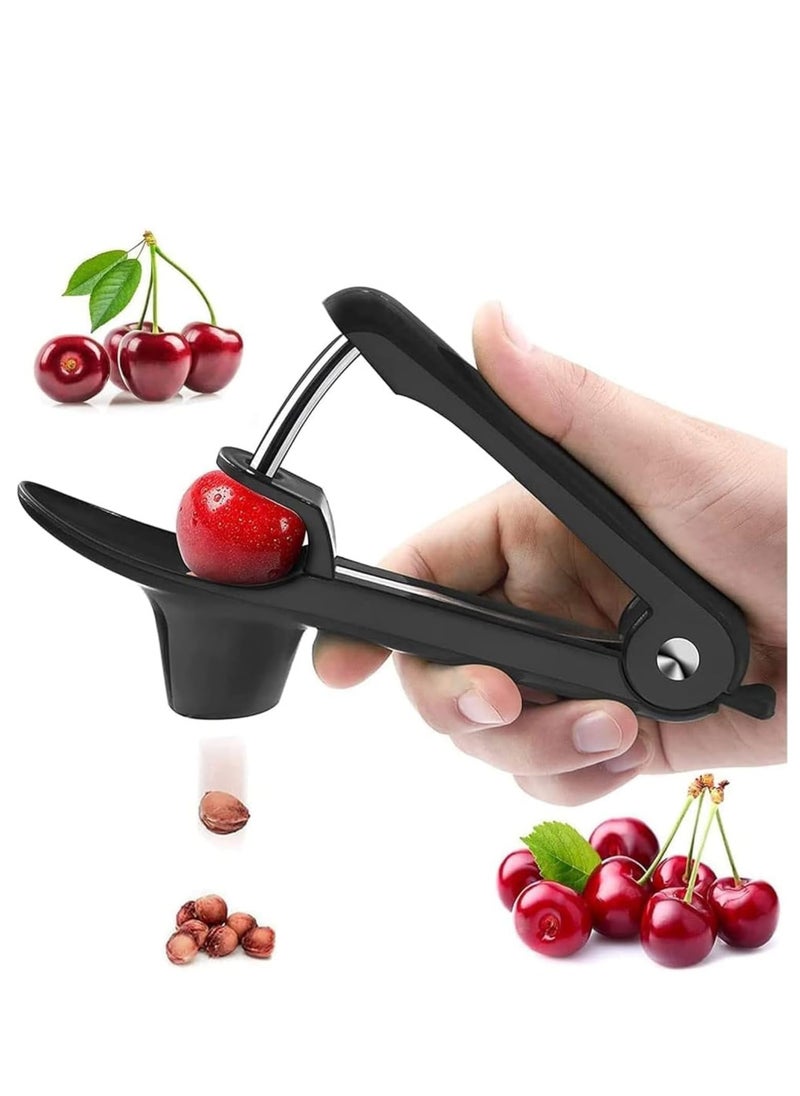 ECVV - ECVV Cherry Pitter Tool, Olive Pitter Tool, Cherry Pitter Remover, Cherry Core Remover Tool with Space-Saving Lock Design, Fruit Pit Core Remover for Making Cherry Jam, Random Color - Image 1