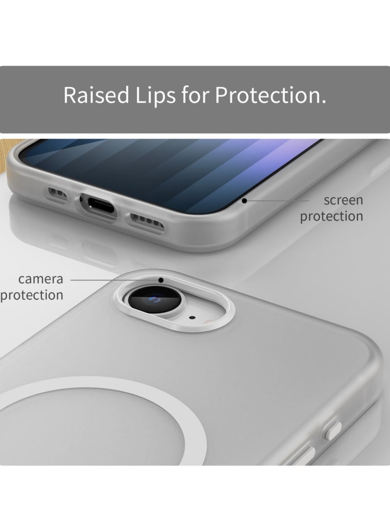 Abania iPhone 16e Case with MagSafe, Translucent Matte White, Slim Military-Grade Shockproof, Anti-Yellow Anti-Fingerprint iPhone 16e Cover Compatible with MagSafe Accessories - Image 5