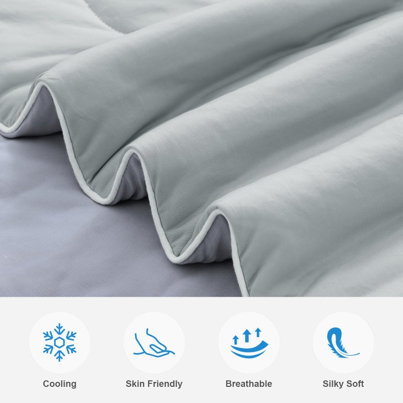 EASELAND Cooling Comforter King, Cold Touch Fabric Absorbs Body Heat, Double-Sided Cool Design Soft Fluffy Cooling Blanket for Night Sweats Hot Sleeper (Grey, King(108"x90")) - Image 2