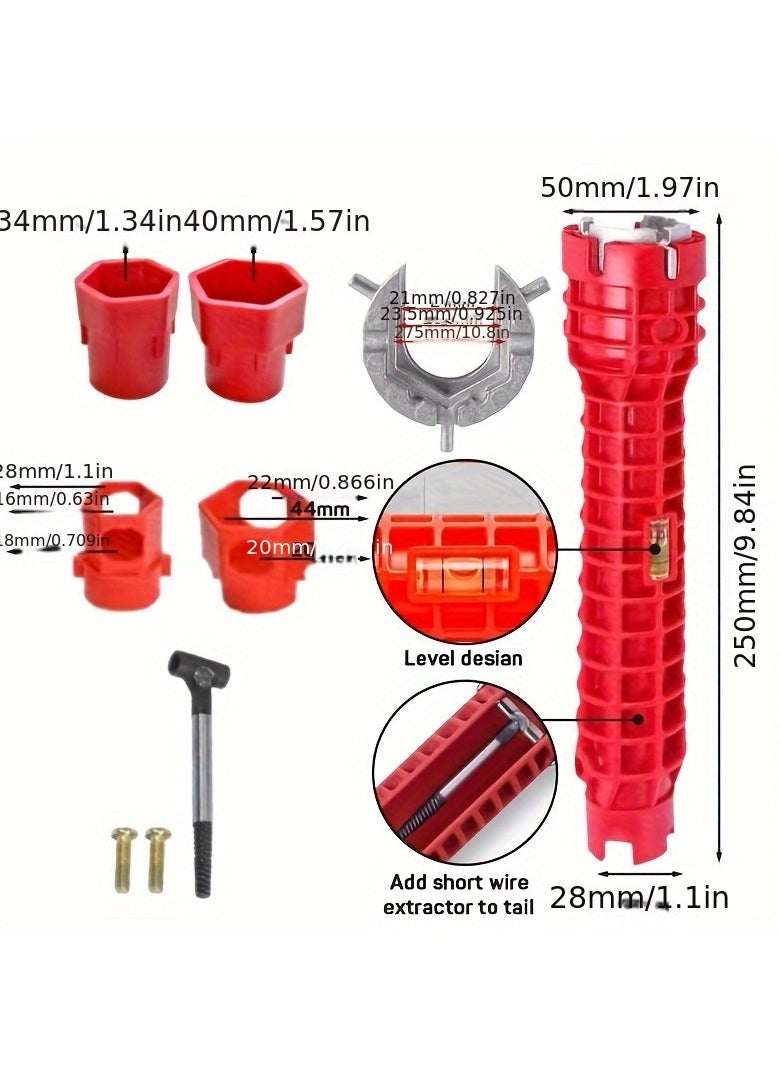 Generic - 14-in-1 Multi-Functional Sink Faucet Repair Wrench - Premium Kitchen and Bathroom Pipe Repair Tool with Adjustable Jaw and Ergonomic Handle - Easy DIY Plumbing Solution - Image 1