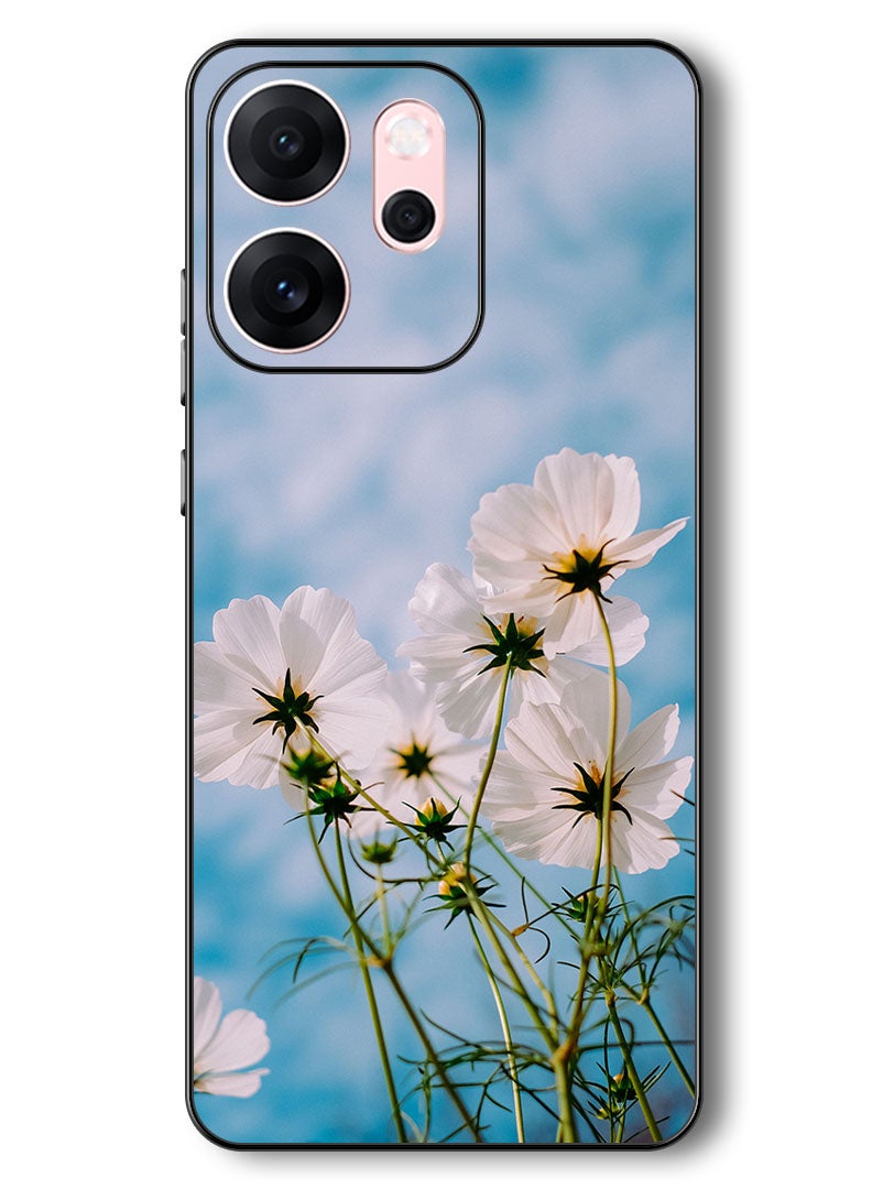 Theodor حافظة متوافقة مع أوبو رينو 14 F 6.57 بوصة حماية مضادة للصدمات غطاء بامبر زهور كونية بيضاء - Image 1