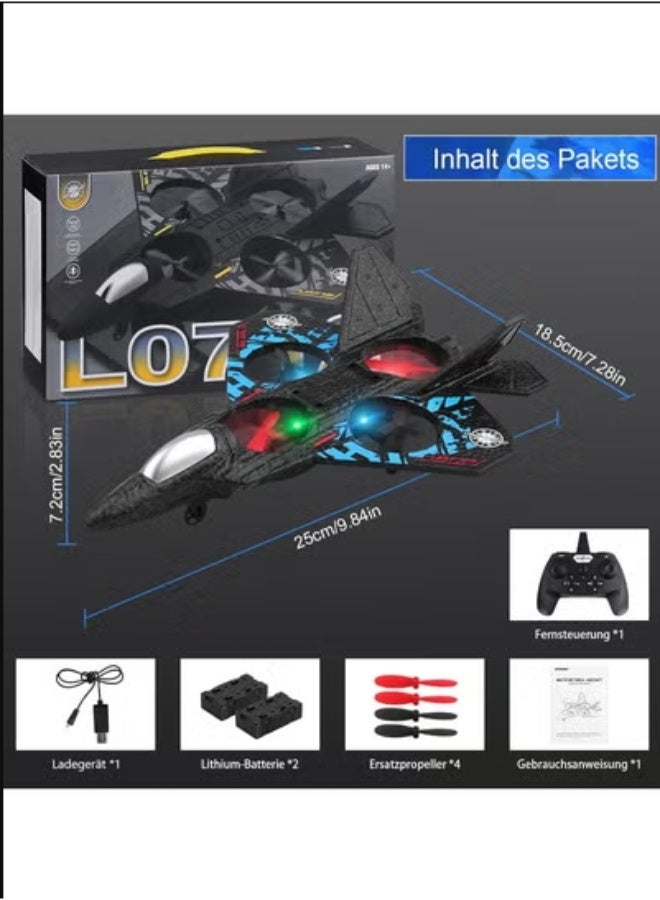 طائرة RC طائرة L0712 رباعية المراوح، طائرة مقاتلة عائمة، طائرة RC RTF للمبتدئين والأطفال والكبار، لعبة طائرة مزودة بأضواء ملونة وشحن USB - Image 2