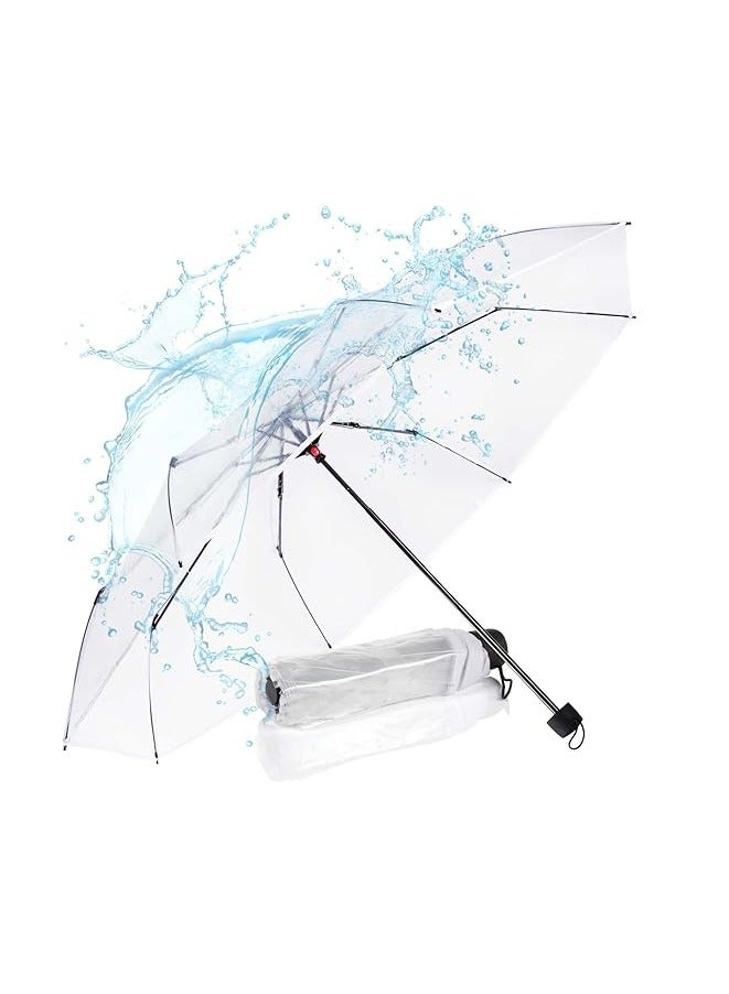 Folding Umbrellas Travel Umbrella, Transparent Umbrella Pocket Umbrella, Portable Compact Protection, Small Light Weight Waterproof - white - Image 2