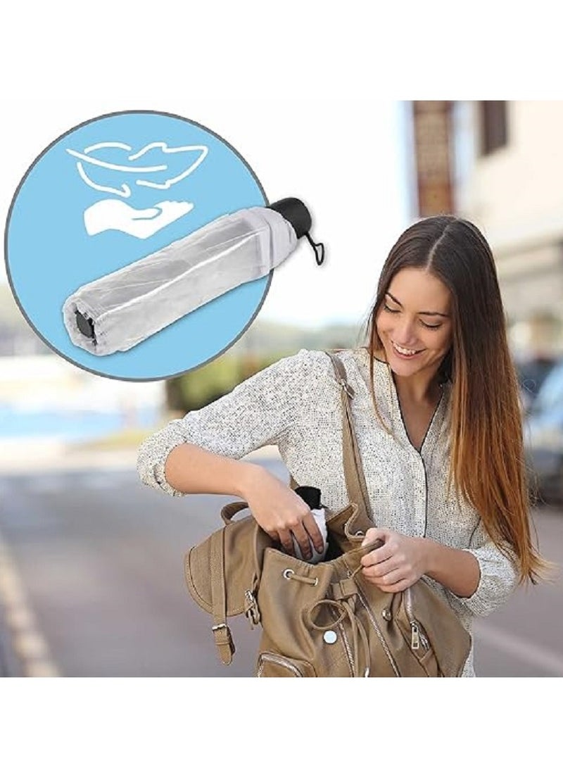 Folding Umbrellas Travel Umbrella, Transparent Umbrella Pocket Umbrella, Portable Compact Protection, Small Light Weight Waterproof - white - Image 3