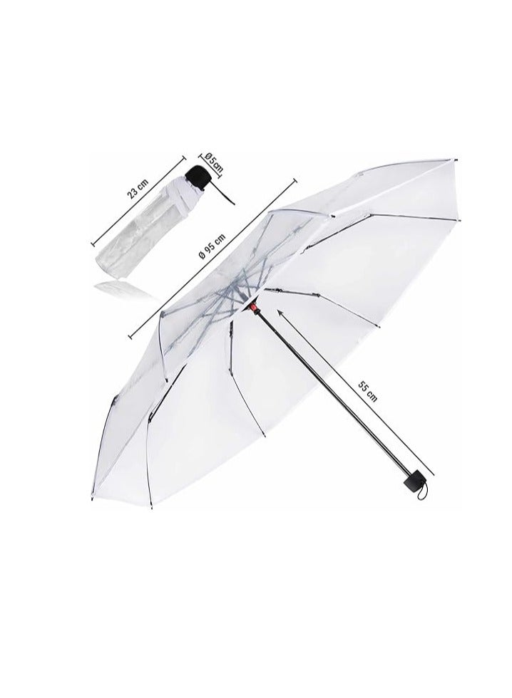 Folding Umbrellas Travel Umbrella, Transparent Umbrella Pocket Umbrella, Portable Compact Protection, Small Light Weight Waterproof - white - Image 4