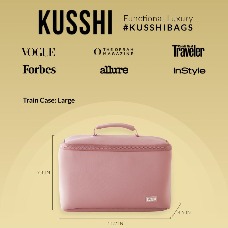كوشي حقيبة مكياج من KUSSHI مصنوعة من النيوبرين - حقيبة سفر للمكياج قابلة للغسل وحقيبة تزيين للسفر بدون إجهاد (أرجواني كبير/حجري) - Image 4