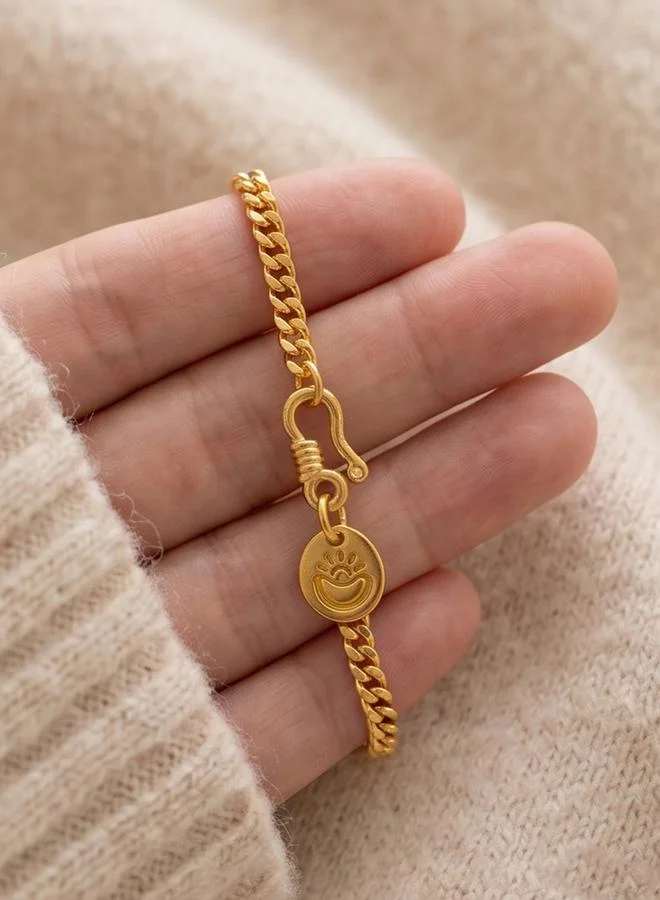 Take Two  Gold Tone Link Bracelet with Round Charm for Women | Best Price UAE