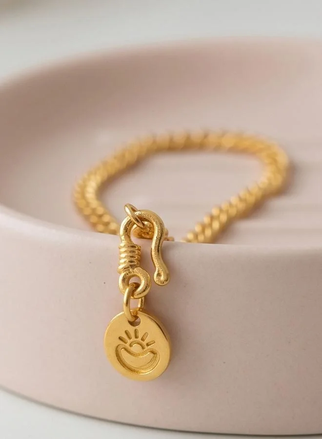 Take Two  Gold Tone Link Bracelet with Round Charm for Women | Best Price UAE