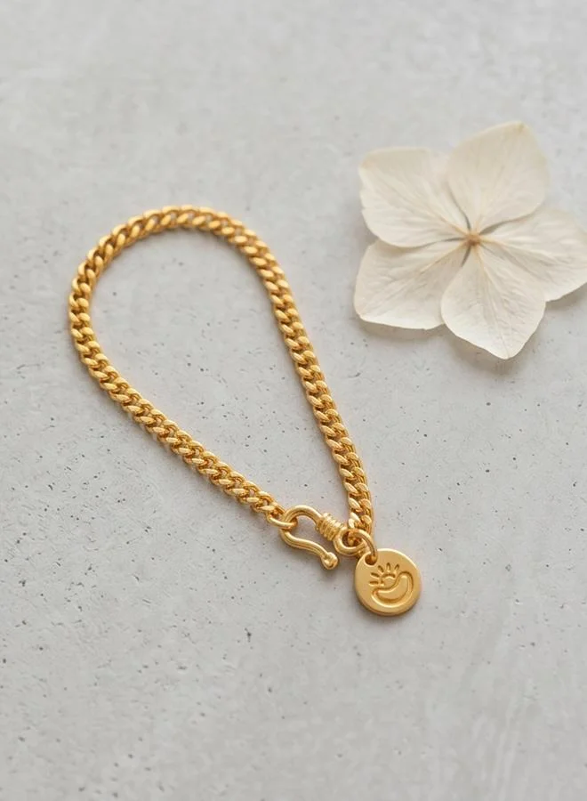 Take Two  Gold Tone Link Bracelet with Round Charm for Women | Best Price UAE