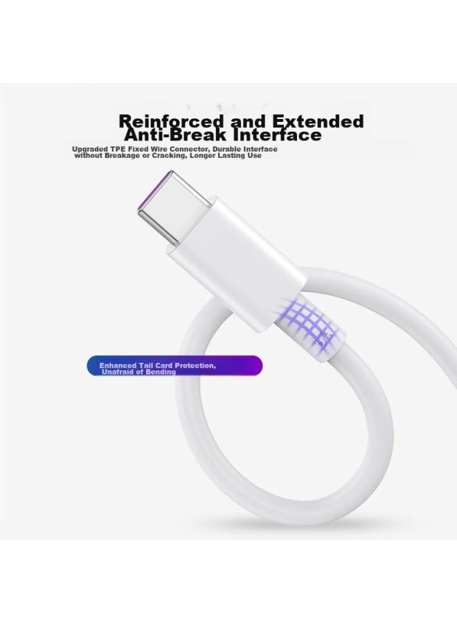 Zitai Type-c Data Cable, 6a Super Fast Charging 100w, Suitable For Huawei Honor Mate60/50/40pro/30/p70, Xiaomi, 1.5 Meters, White - Image 5