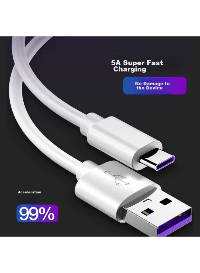 Zitai Type-c Data Cable, 6a Super Fast Charging 100w, Suitable For Huawei Honor Mate60/50/40pro/30/p70, Xiaomi, 1.5 Meters, White - Image 2