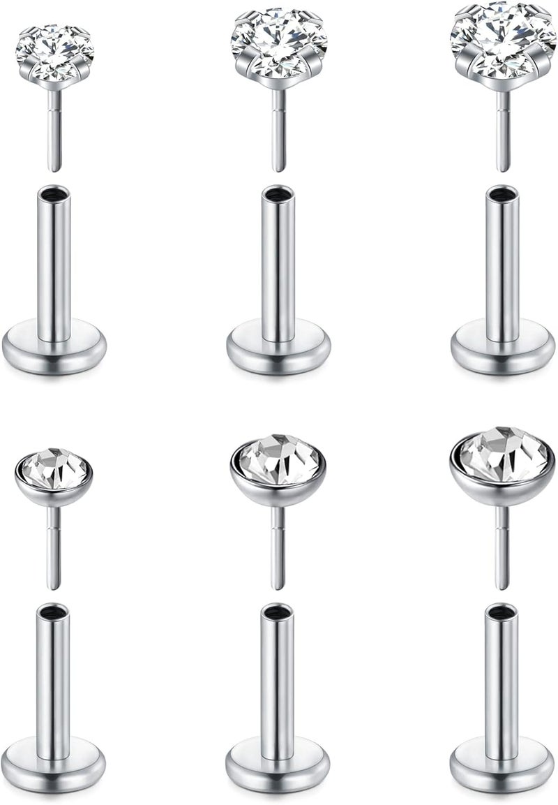 MODRSA Nose Studs 18g & 20g - L-Shaped Surgical Stainless Steel Diamond Studs for Women & Men - Corkscrew Nose Rings - Image 1