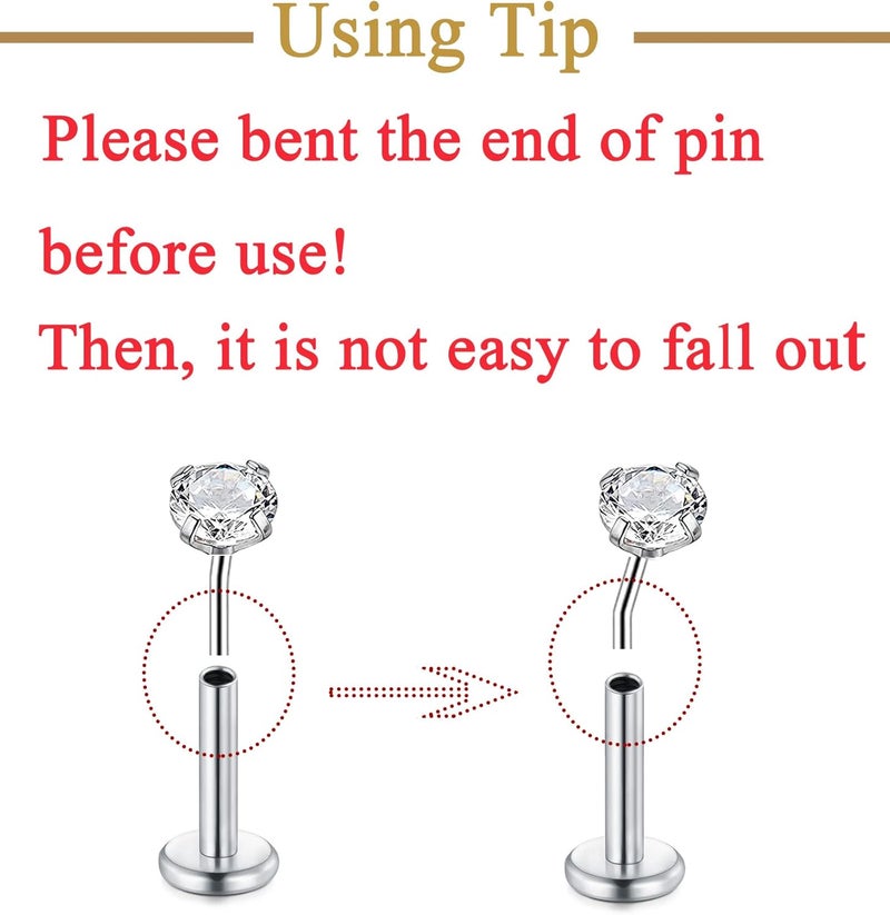 MODRSA Nose Studs 18g & 20g - L-Shaped Surgical Stainless Steel Diamond Studs for Women & Men - Corkscrew Nose Rings - Image 3