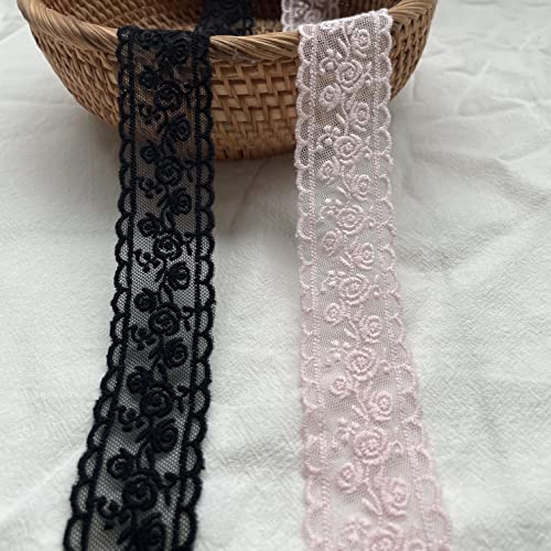 Sourcemall Lace Trim Ribbon, Delicate Pink Floral Ribbon for Wedding/Bridal Decoration, DIY Craft Sewing, Home Decoration, 5 Yards (Pink Flower) - Image 5