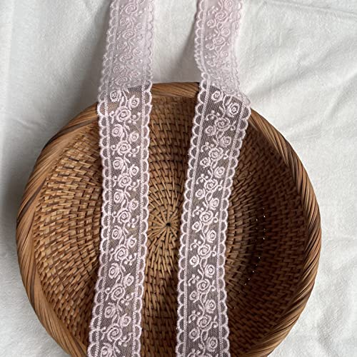 Sourcemall Lace Trim Ribbon, Delicate Pink Floral Ribbon for Wedding/Bridal Decoration, DIY Craft Sewing, Home Decoration, 5 Yards (Pink Flower) - Image 2