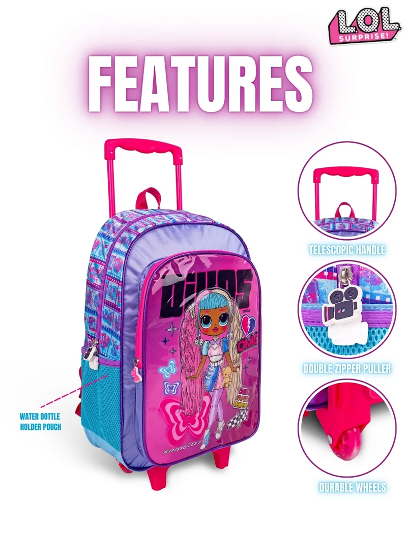 MGA LOL-OMG  18 Inch Kids 3-in-1 Trolley School Bag Set - Ergonomic Backpack, Insulated Lunch Bag & Pencil Case,Lightweight, Durable, Students 6+ - Perfect for Travel & School,For Girls