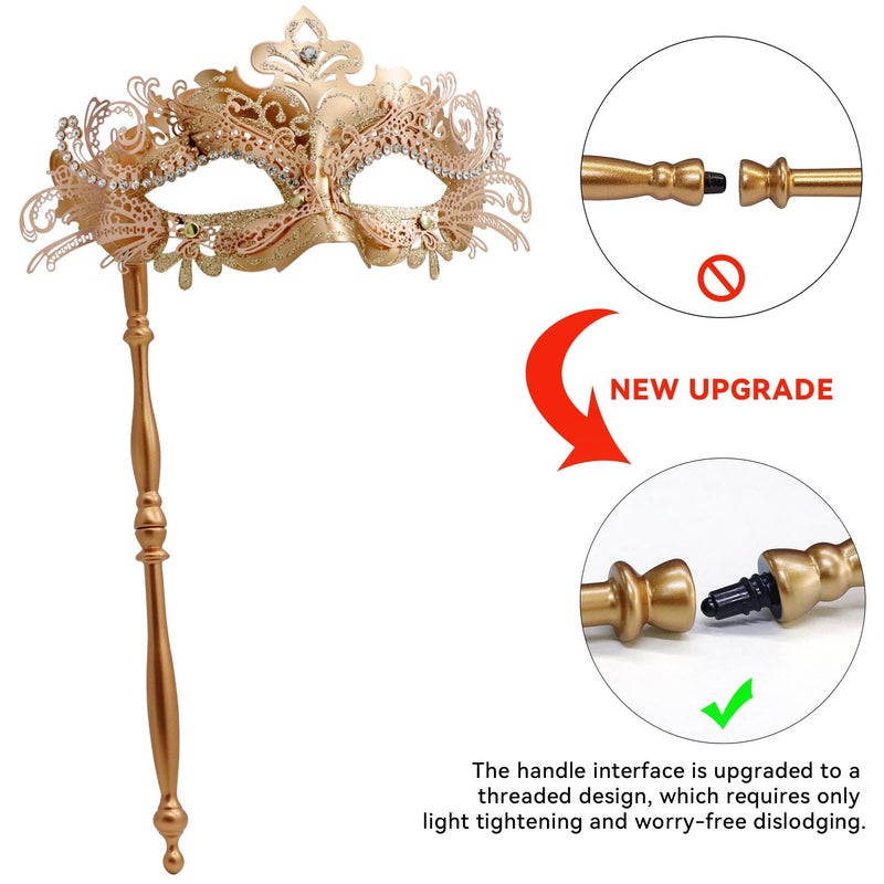 Coddsmz Masquerade Mask with Stick Venetian Mask Mardi Gras Decorations for Womens Halloween Costume Mask - Image 4
