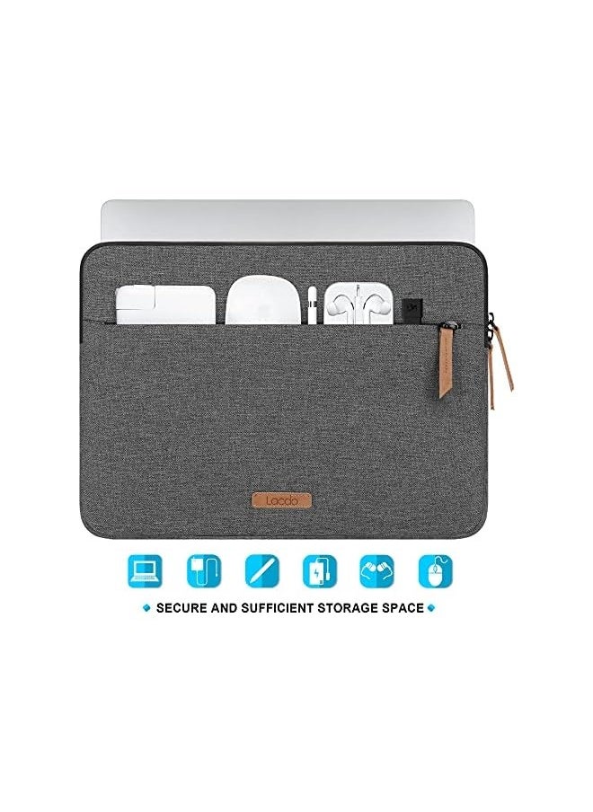 360° Protective 14 inch Laptop Sleeve Case Chromebook 14 with Accessory Bag, Dark Gray