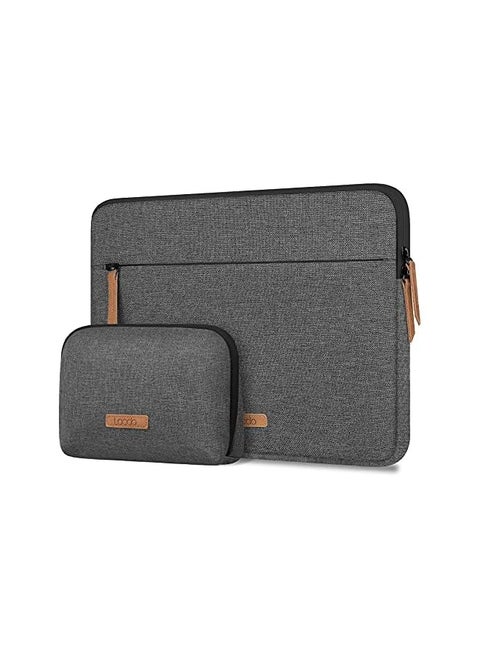 360° Protective 14 inch Laptop Sleeve Case Chromebook 14 with Accessory Bag, Dark Gray