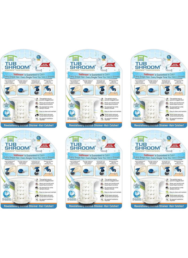 TubShroom TubShroom TSWHT454 the Revolutionary Tub Drain Protector Hair CatcherStrainerSnare White 6 Pack  - Image 1