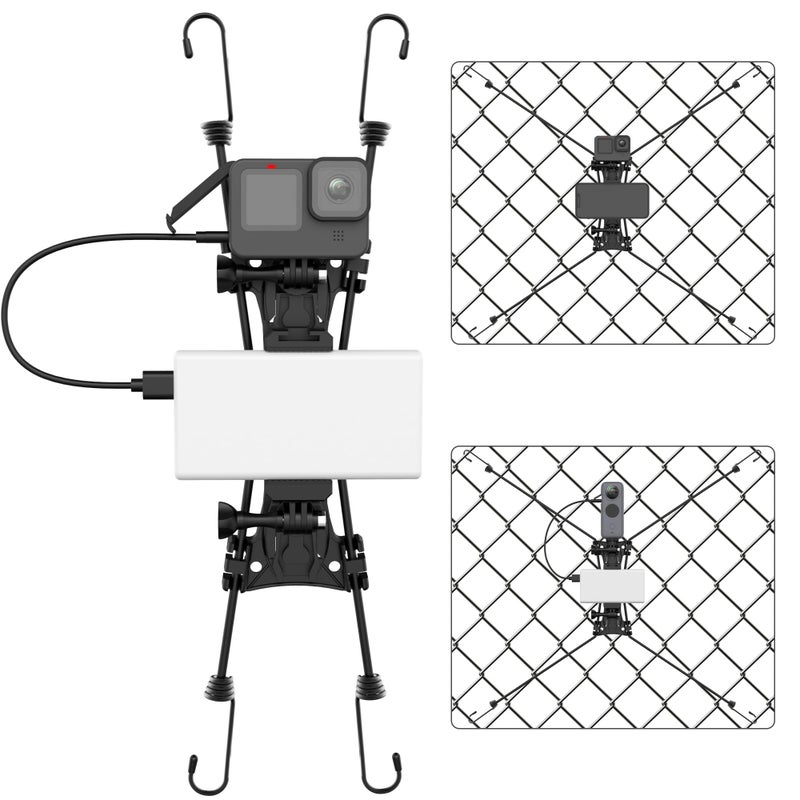 aoeyoo Cell Phone Fence Mount with Battery Holder Game Changer Mounting Kit for iPhone Android Compatible with GoPro Mevo Start Supports Recording While Charging Tennis and Pickleball Training - Image 2