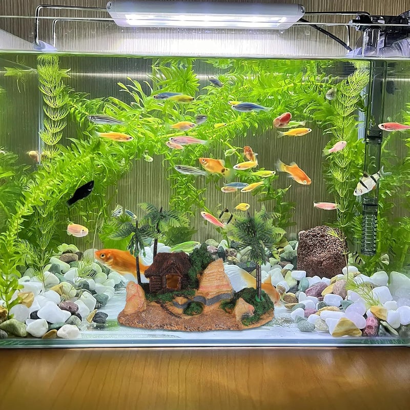 Fish Tank Coconut Tree: Resin Landscaping Palm Tree & House - Betta Fish/Shrimp Cave Ornament - Betta Hide Natural-Looking Aquarium Cave - Image 4