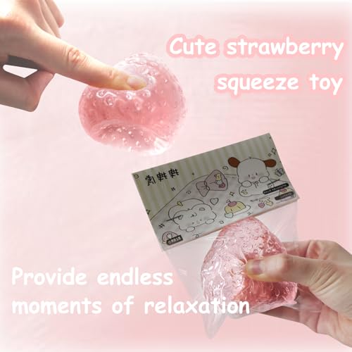 FOCone Strawberry Taba Squishy ToysCute Strawberry Squishy Squeeze ToysKawaii Strawberry Squishies Toy Fidget Squishies StressReducing ToysValentines Day Classroom Exchange Gift Pink - Image 5