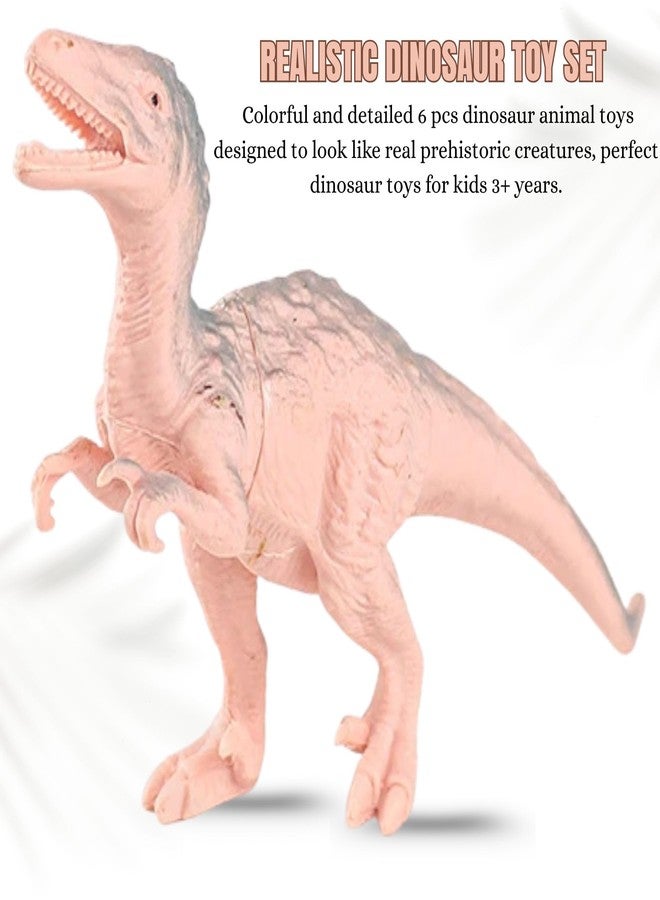 MALLEXO Realistic Colorful 6 PCs Dinosaur Animals Toys for Kids 3+ | Attractive Prehistoric Animal Action Figures Janwar Toy for Boys and Girls Birthday Gift for Children Educational & Decoration Item - Image 2